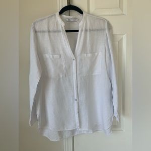 ZARA white linen button down shirt, M